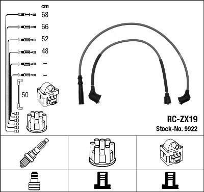 NGK 9922 Комплект в/в проводов 323 1.3/1.6/1.8 89-> 8AB218140 (ZEF863)