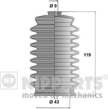 NIPPARTS Пыльник рулевой тяги TOYOTA CARINA 87-92 (45535-16010, J2842005)