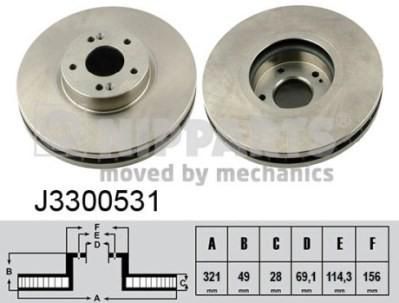 NIPPARTS Диск торм. HUYNDAI SANTA FE 2.2D/2.7 06- пер. (517122B700, J3300531)