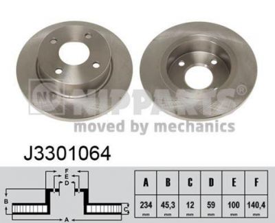 NIPPARTS Диск тормозной NISSAN MICRA 1.0/1.3 92-00 передний (402065F003, J3301064)