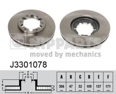 NIPPARTS Диск тормозной NISSAN PATROL 2.8D-3.0D 97-10 передний (40206-VB000, J3301078)