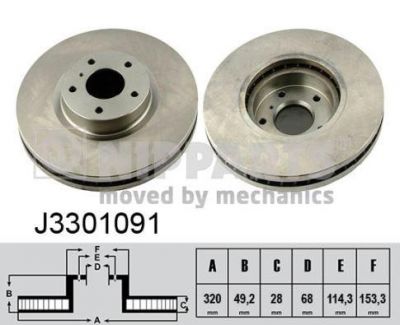 NIPPARTS Диск тормозной передний NISSAN MURANO 3.5 05> INFINITI FX35 FX45 05> 320x28mm (40206-CA010, J3301091)