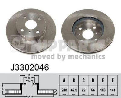 NIPParts J3302046 тормозной диск на TOYOTA CELICA Наклонная задняя часть (ST16_, AT16_)