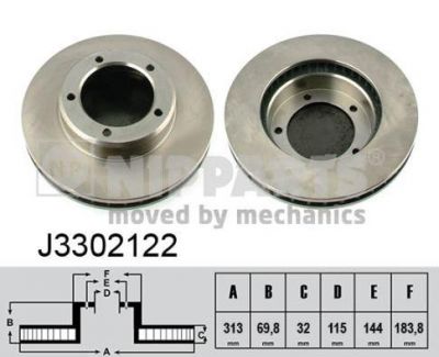 NIPPARTS Диск тормозной передний TOYOTA LAND CRUISER J100 4.2D 4.7 98-07 (43512-60130, J3302122)