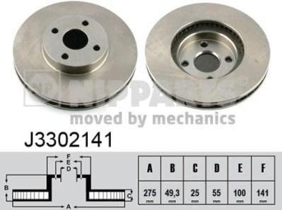 NIPPARTS Диск тормозной перед. вент. TOYOTA COROLLA VERSO 1.8 2.0D-4D 02- (43512-13020, J3302141)