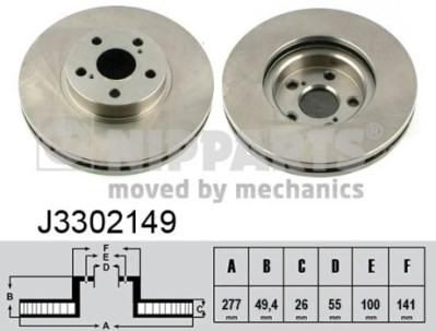 NIPPARTS Диск тормозной передний вент.TOYOTA AVENSIS 03- (43512-05040, J3302149)