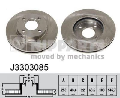 NIPParts J3303085 тормозной диск на FORD FIESTA фургон (JV_)