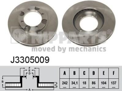 NIPPARTS Диск тормозной MITSUBISHI COLT 84-88/LANCER 84-93 передний вент. (MB316677, J3305009)