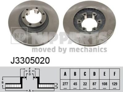 NIPPARTS Диск тормозной MITSUBISHI L200 87-96/L300 86-/PAJERO 83-91 передний вент.D=277мм (MB407039, J3305020)