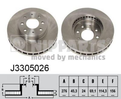 NIPPARTS Диск торм вент Mitsubishi Galant VI (MR475331, J3305026)