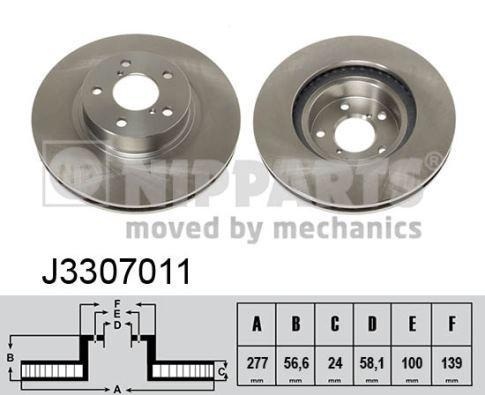 NIPPARTS Диск тормозной SUBARU FORESTER 97-/IMPREZA 94-/LEGACY 03- передний вент. (<=J3307017 ) (26310AA081, J3307011)