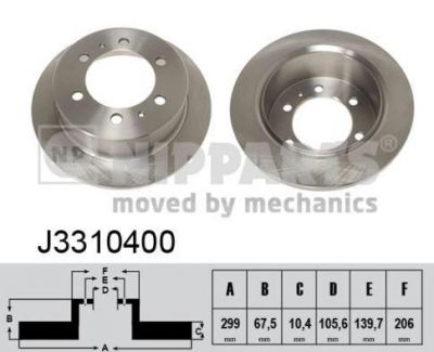 NIPPARTS Диск тормозной задний SY REXTON MUSSO KORANDO 300x10,4mm (4840105101, J3310400)