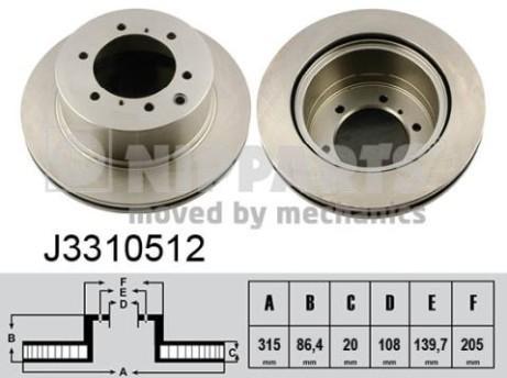 NIPParts J3310512 тормозной диск на HYUNDAI TERRACAN (HP)