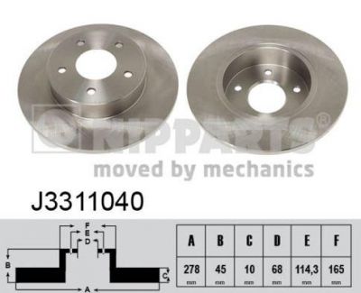 NIPPARTS Диск тормозной NISSAN PRIMERA (P12) 1.6-2.2D 02- задний (432064U101, J3311040)