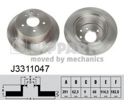 NIPPARTS Диск тормозной задний NISSAN JUKE 10- QASHQAI 07- 291x9mm (43206-JD00A, J3311047)