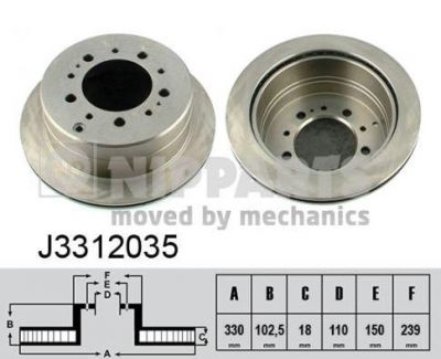 NIPPARTS Диск тормозной задний TOYOTA LAND CRUISER J100 4.2-4.7 00-05 LEXUS LX470 02-07 (4243160281, J3312035)