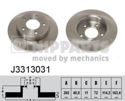 NIPPARTS Диск тормозной MAZDA 3 1.4-2.0 03- задний (BP4Y26251C, J3313031)