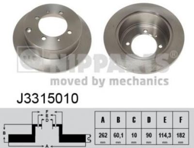 NIPPARTS Диск тормозной задний MITSUBISHI GALANT 92-01 /LANCER 03- /SPACE RUNNER 98- MB668085 (MB668083, J3315010)