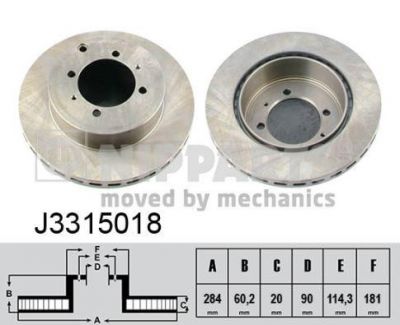 NIPParts J3315018 тормозной диск на MITSUBISHI GALANT V седан (E5_A, E7_A, E8_A)