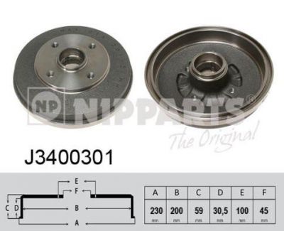 NIPParts J3400301 тормозной барабан на KIA RIO универсал (DC)