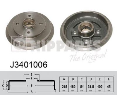 NIPParts J3401006 тормозной барабан на NISSAN MICRA I (K10)