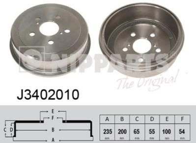 NIPParts J3402010 тормозной барабан на TOYOTA CALDINA (ST19_, ET19_, CT19_, AT19_)