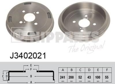 NIPParts J3402021 тормозной барабан на TOYOTA YARIS (SCP1_, NLP1_, NCP1_)