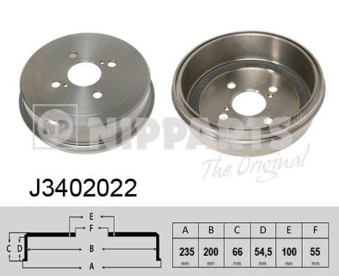 NIPParts J3402022 тормозной барабан на TOYOTA COROLLA (_E11_)