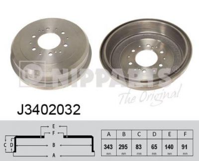 NIPParts J3402032 тормозной барабан на TOYOTA HILUX II пикап (LN8_, RN5_, LN6_, YN6_, YN5_, LN5_, RN6_)