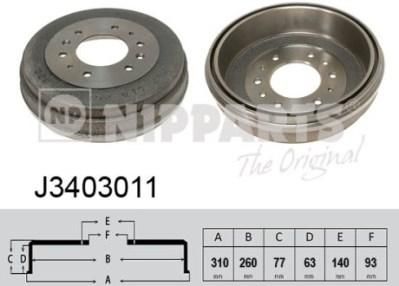 NIPParts J3403011 тормозной барабан на MAZDA E-SERIE фургон (SR2)
