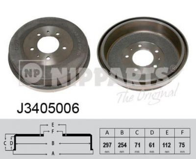 NIPParts J3405006 тормозной барабан на MITSUBISHI L 300 фургон (P0_W, P1_W, P0_V, P1_V, P_2V, P2_W)