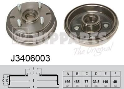 NIPParts J3406003 тормозной барабан на DAIHATSU HIJET автобус (S85)
