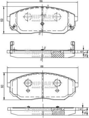 NIPPARTS Колодки тормозные KIA SORENTO 02- передние (GDB3343, J3600318)