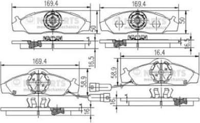 NIPParts J3600400 комплект тормозных колодок, дисковый тормоз на SSANGYONG KORANDO (KJ)