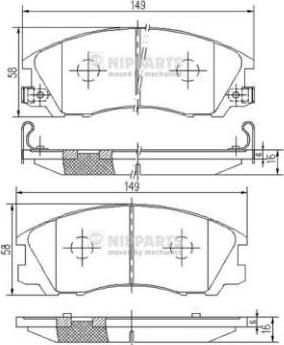 NIPParts J3600534 комплект тормозных колодок, дисковый тормоз на HYUNDAI TERRACAN (HP)