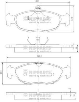 NIPPARTS Колодки тормозные OPEL ASTRA F/DAEWOO NEXIA/CHEVROLET LANOS 1.4/1.5 97> передние (571492, J3600901)