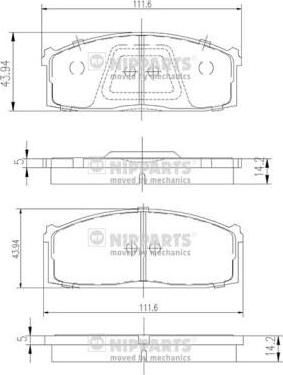 NIPParts J3601005 комплект тормозных колодок, дисковый тормоз на NISSAN LAUREL (JC31)