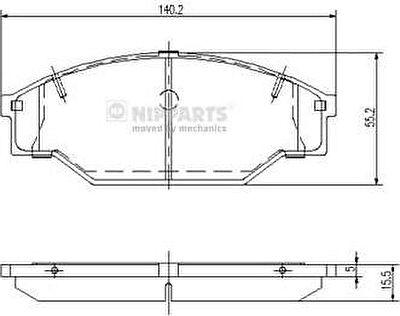 NIPParts J3602047 комплект тормозных колодок, дисковый тормоз на TOYOTA HILUX II пикап (LN8_, RN5_, LN6_, YN6_, YN5_, LN5_, RN6_)