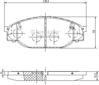 NIPPARTS Колодки тормозные перед. TOYOTA Hilux 2,4/2,5L 98-> (446526051, J3602053)