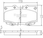 NIPPARTS Колодки тормозные передние TOYOTA LAND CRUISER 87-97 PRADO 04 96- 119,2X72X15mm (04491-60180, J3602055)