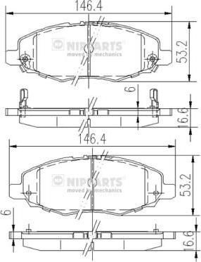 NIPPARTS Колодки тормозные перед. TOYOTA Hilux 2,5D 05-> (04465-0K130, J3602108)