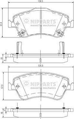 NIPPARTS Колодки тормозные передние Toyota Auris 07- (0446502200, J3602124)