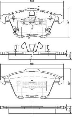 NIPPARTS Колодки торм передние с дат MAZDA 6 02- MPS 05- R17 (GPYA3323ZB, J3603067)