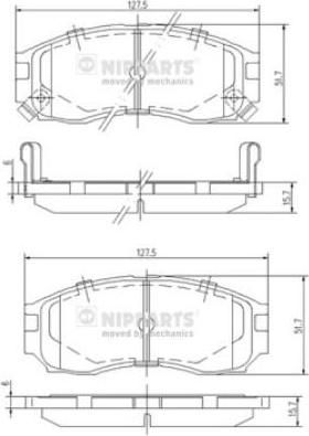 NIPPARTS Колодки тормозные передние MITSUBISHI GALANT LANCER 1.8-2.0 88-00 128X52X16mm (X3511002, J3605030)