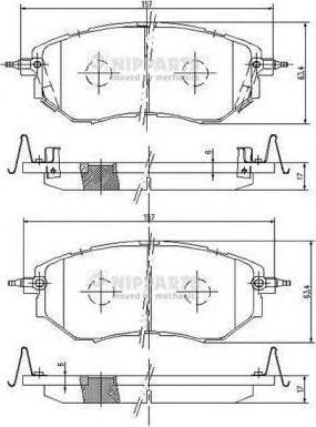 NIPPARTS Тормозные колодки диск. SUBARU Legacy IV 3,0 03- Outback 2,5/3,0 03- Tribeca 3,0 05- (26296AG030, J3607019)