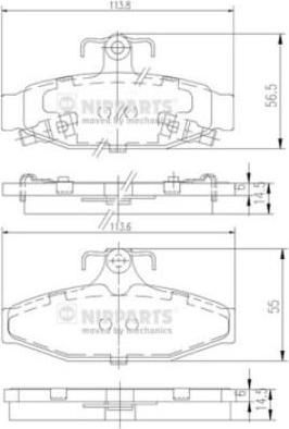 NIPPARTS Колодки тормозные задние SSANGYONG KORANDO/MUSSO 95-> (48413-05100, J3610400)