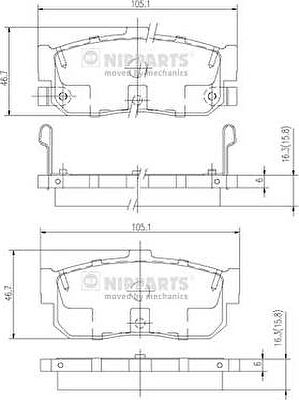 NIPPARTS Колодки тормозные задние NISSAN ALMERA 95- MAXIMA 95- PRIMERA 90-98 SUNNY 87-95 (44060-5M490, J3611034)