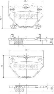NIPPARTS Колодки торм. TOYOTA CELICA / YARIS / COROLLA VERSO 1.4/1.6/1.8 99- зад. (572450, J3612018)