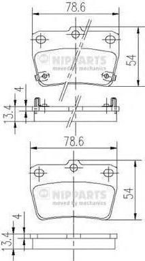 NIPPARTS Колодки тормозные задние TOYOTA RAV4 II 1,8-2,0i 16V 2,0D 08 00- 78,5X54X14mm (0446642040, J3612020)