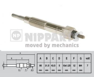 NIPParts J5712004 свеча накаливания на TOYOTA HILUX II пикап (LN8_, RN5_, LN6_, YN6_, YN5_, LN5_, RN6_)